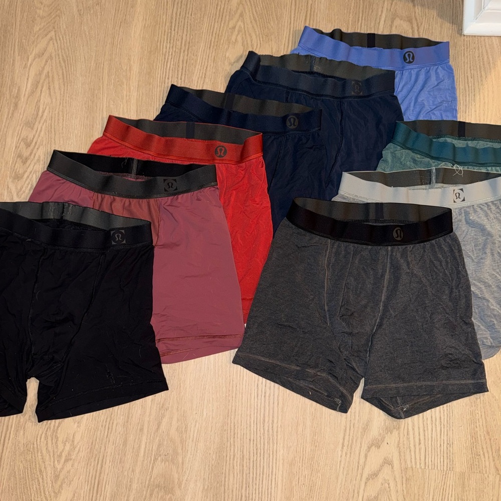 Lululemon Men’s Medium always in motion boxer briefs; Set of 9